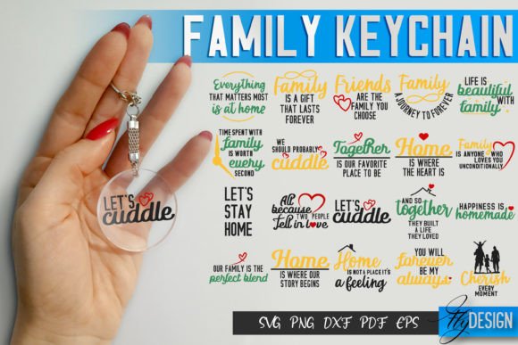 Family SVG Keychain Bundle Graphics for Crafts