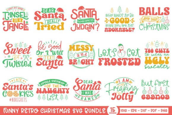 Funny Retro Christmas Graphics for Crafts