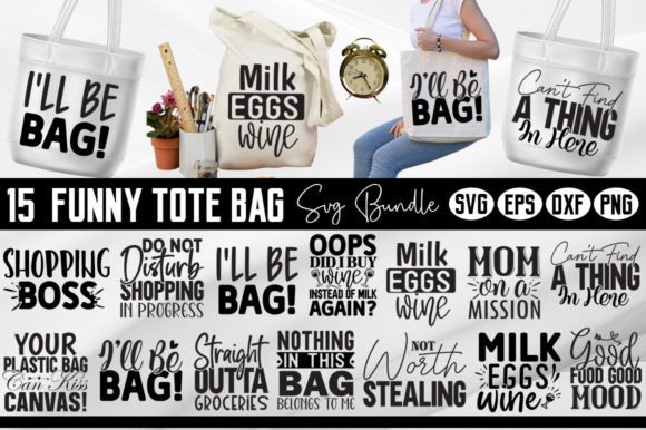 Funny Tote Bag SVG Bundle Graphics for Crafts