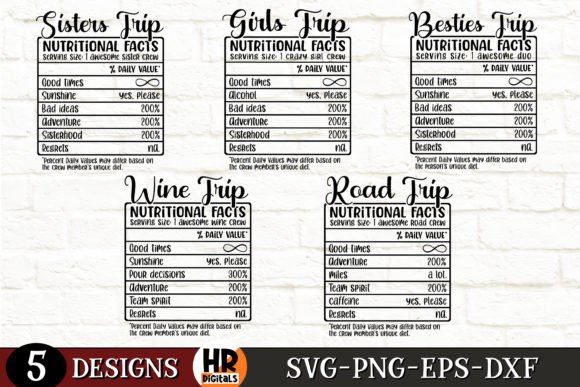 Girls Trip Nutrition Fact Graphics for Branding