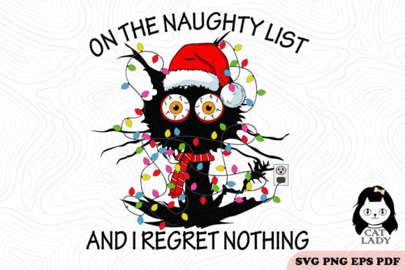 Naughty List Funny Cat Christmas SVG PNG